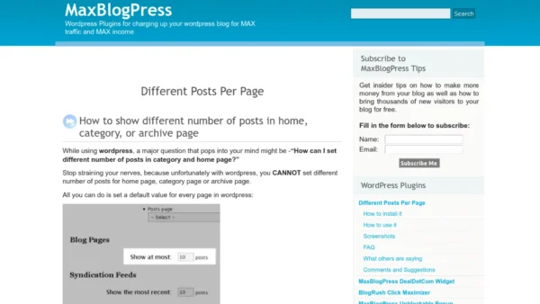 Different Posts Per Page for WordPress